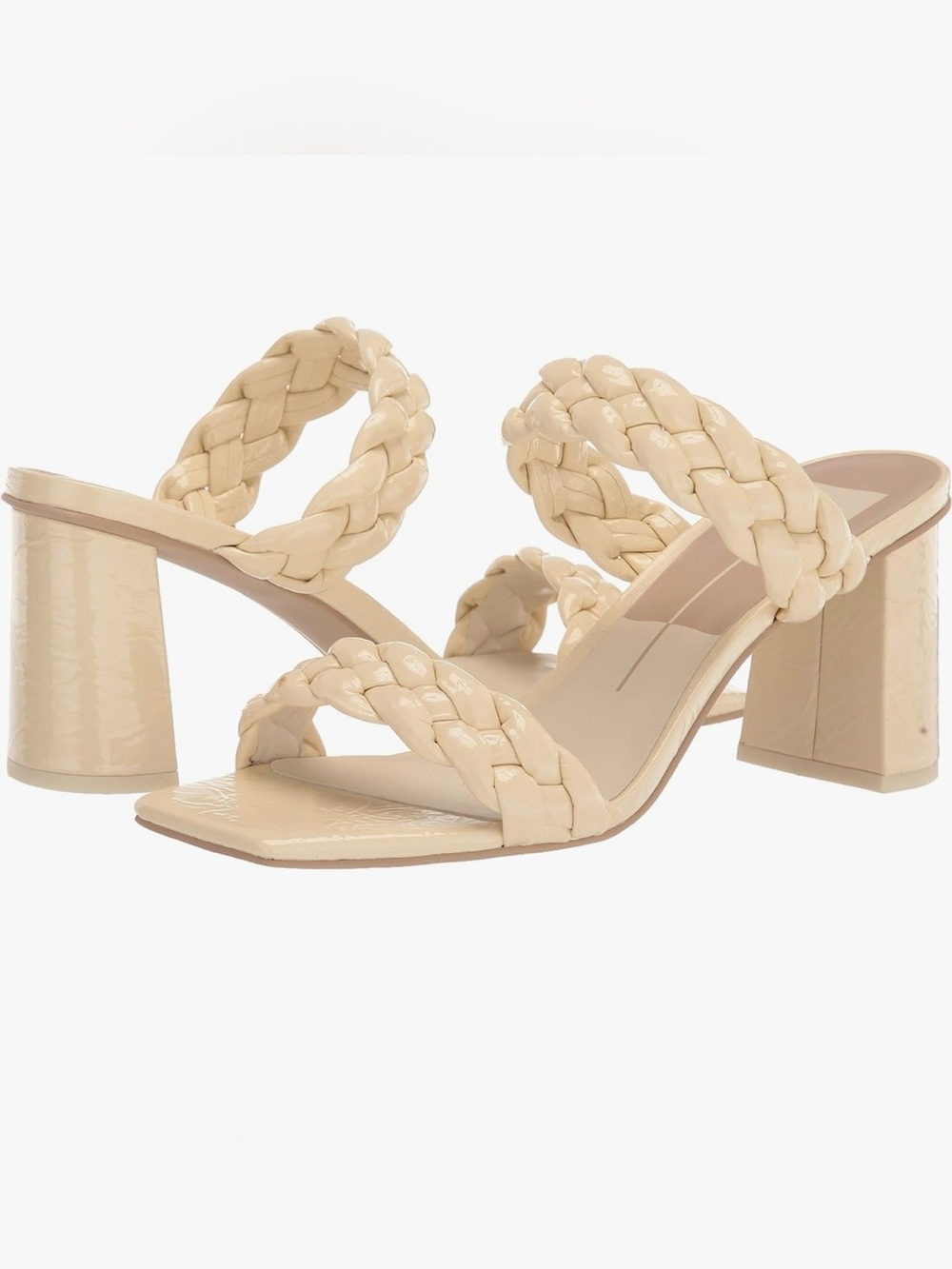 Dolce Vita Paily Braided Patent Block Heel Sandals in Bone Size: 10